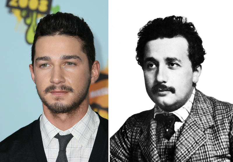 Shia LaBeouf and Albert Einstein | Alamy Stock Photo by ALLSTAR PICTURE LIBRARY & Science History Images/Photo Researchers