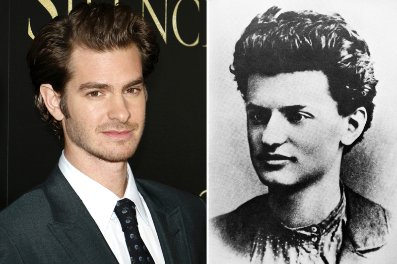 Andrew Garfield and Leon Trotsky | Tinseltown/Shutterstock & Getty Images Photo by TASS