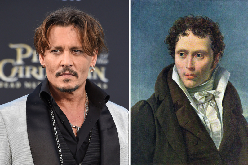 Johnny Depp and Arthur Schopenhauer | DFree/Shutterstock & Alamy Stock Photo by World History Archive