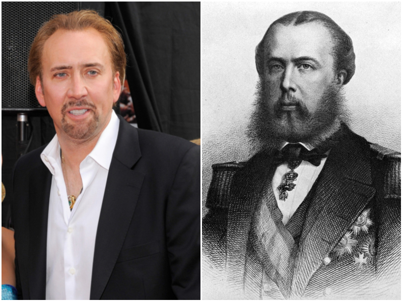 Nicolas Cage and Emperor Maximilian I of Mexico | Getty Images Photo by Jemal Countess & Alamy Stock Photo by World History Archive