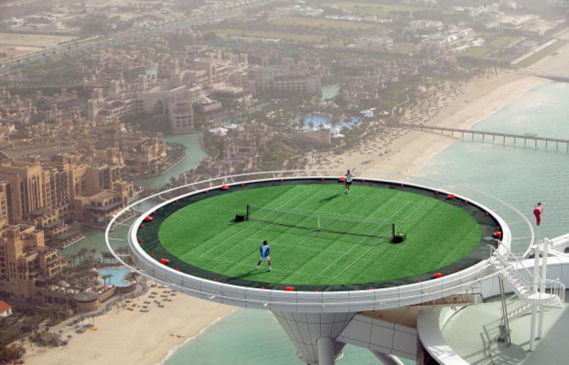 The World’s Highest Tennis Court is in Dubai | Getty Images Photo by David Cannon for Dubai Duty Free