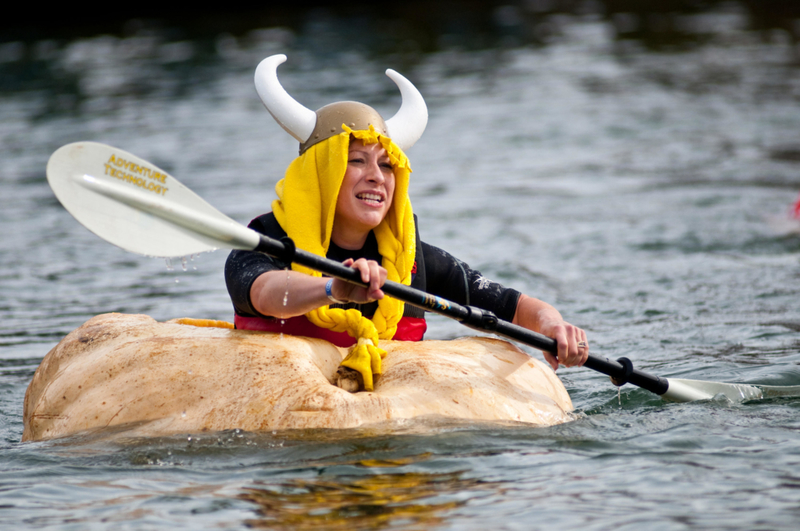 Giant Pumpkin Kayaking | Alamy Stock Photo