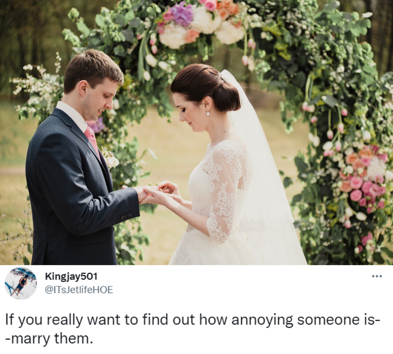Una buena razón para casarse | Shutterstock & Twitter/@ITsJetlifeHOE