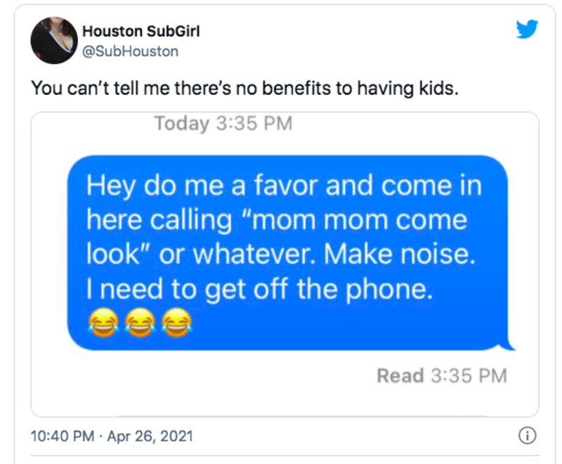The Benefits of Having Kids | Twitter/SubHouston