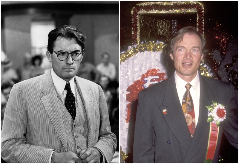 Gregory Peck y Stephen Peck | Alamy Stock Photo by TCD/Prod.DB & Getty Images Photo by Ron Galella, Ltd.