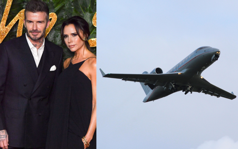 Victoria & David Beckham – Bombardier Challenger 600, Estimated $35 Million | Getty Images Photo by Stephane Cardinale - Corbis & Alamy Stock Photo by Marco McGinty