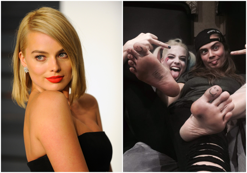 Margot Robbie Can Tattoo Others Too | Alamy Stock Photo by The Photo Access/Jared Milgrim & Instagram/@caradelevingne