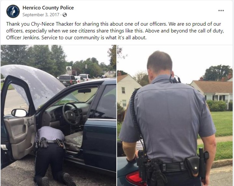 La reacción de la policía nacional | Facebook/@HenricoCountyPolice
