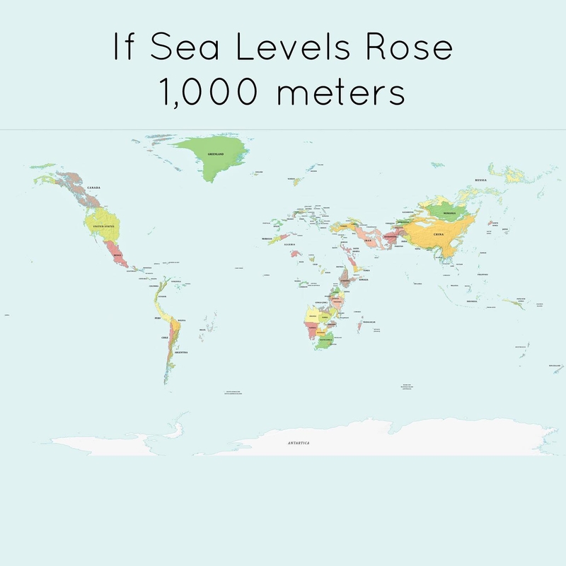 The World if Sea Levels Rise by 1000 Meters | Instagram/@rocaglobal