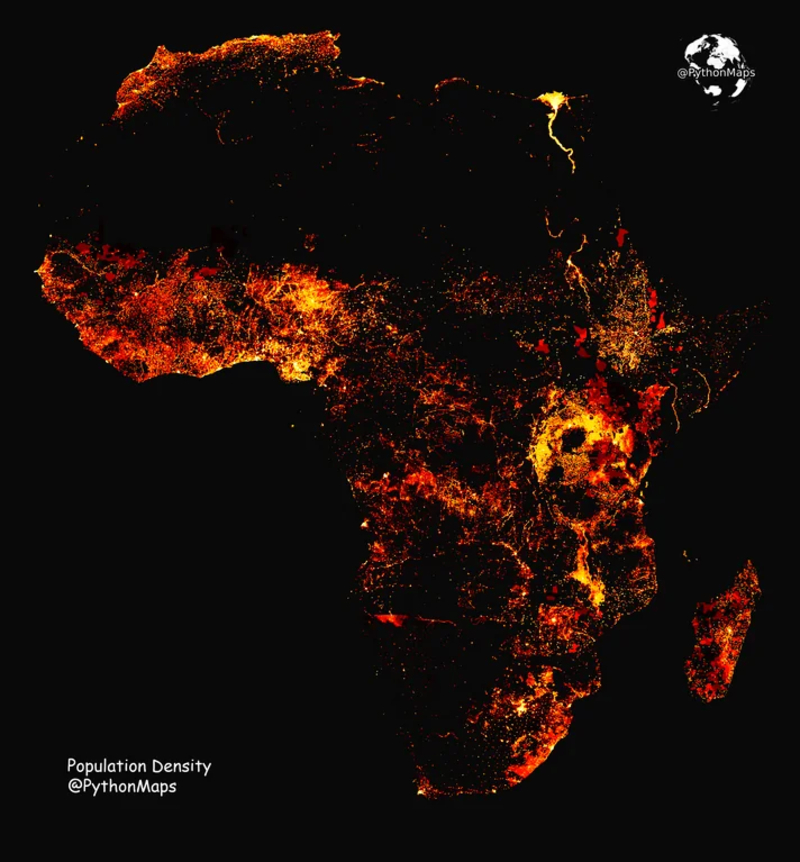 Population Density in Africa | Reddit.com/symmy546