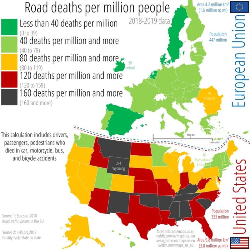 Road Deaths by Continent | Reddit.com/Repulsive_Narwhal_10