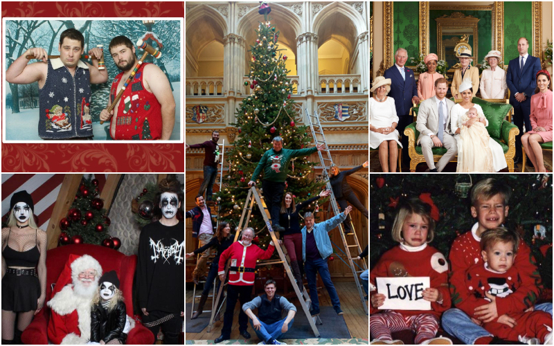 These Hilarious Family Christmas Cards Will Make You Cringe | Facebook/@HighclereCastleOfficial & Imgur.com/qP1BrVN & Wv4dj & Alamy Stock Photo by PA Images & Reddit.com/Imjusttryingtothink